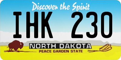 ND license plate IHK230