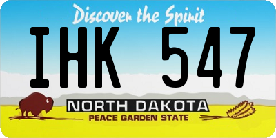 ND license plate IHK547