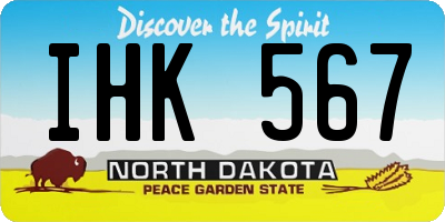 ND license plate IHK567