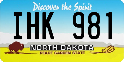 ND license plate IHK981