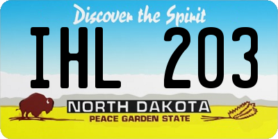 ND license plate IHL203