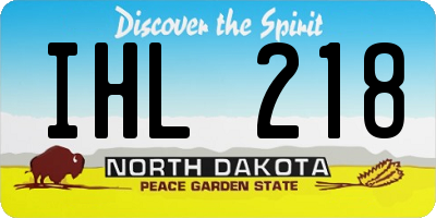 ND license plate IHL218