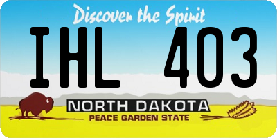 ND license plate IHL403