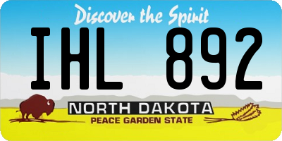 ND license plate IHL892
