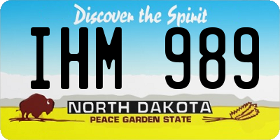 ND license plate IHM989