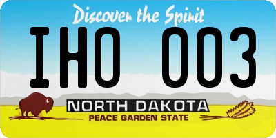 ND license plate IHO003