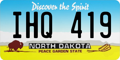 ND license plate IHQ419
