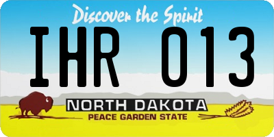 ND license plate IHR013