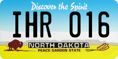 ND license plate IHR016