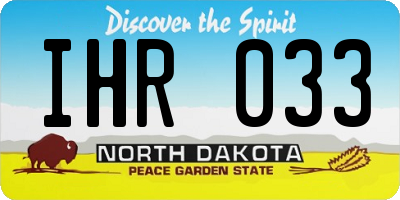 ND license plate IHR033