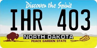 ND license plate IHR403