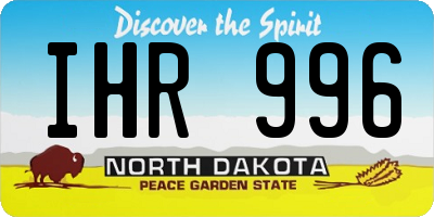 ND license plate IHR996