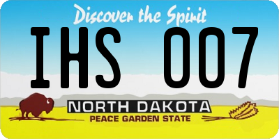ND license plate IHS007