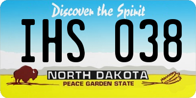 ND license plate IHS038