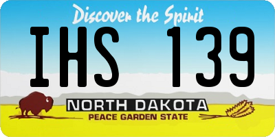ND license plate IHS139