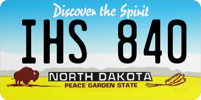 ND license plate IHS840