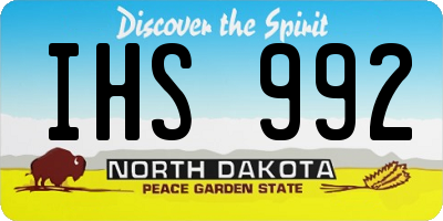 ND license plate IHS992