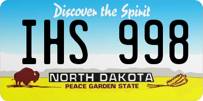ND license plate IHS998