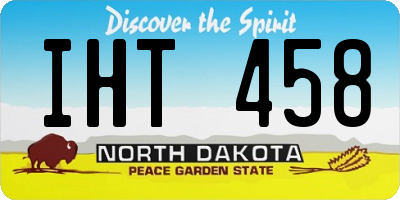 ND license plate IHT458