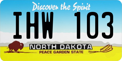 ND license plate IHW103