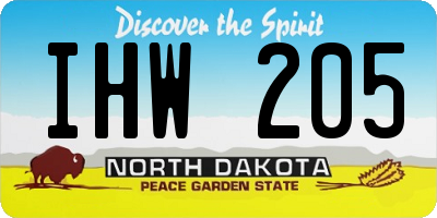 ND license plate IHW205