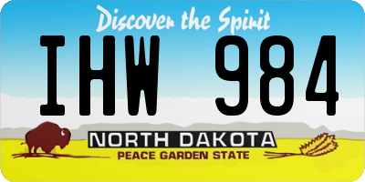 ND license plate IHW984