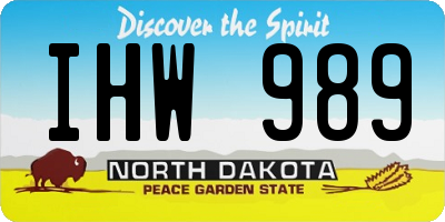 ND license plate IHW989