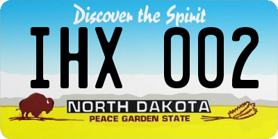 ND license plate IHX002