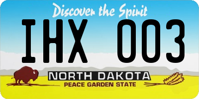 ND license plate IHX003