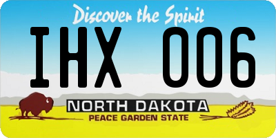 ND license plate IHX006