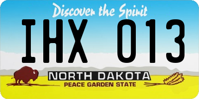 ND license plate IHX013