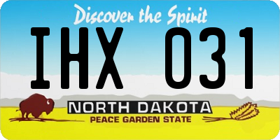 ND license plate IHX031