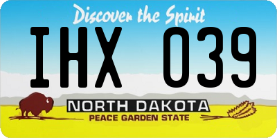 ND license plate IHX039