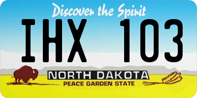 ND license plate IHX103