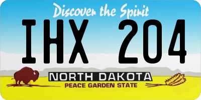 ND license plate IHX204