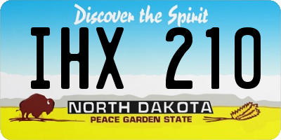 ND license plate IHX210