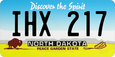 ND license plate IHX217