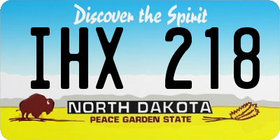 ND license plate IHX218