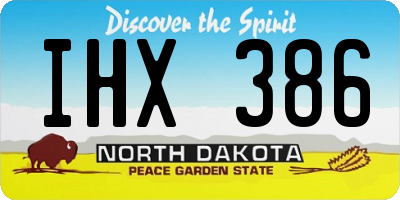 ND license plate IHX386