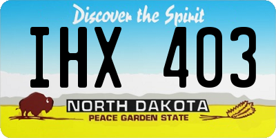 ND license plate IHX403
