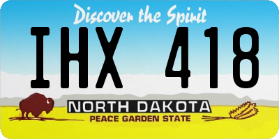 ND license plate IHX418