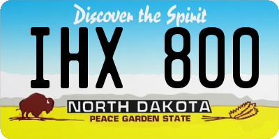 ND license plate IHX800