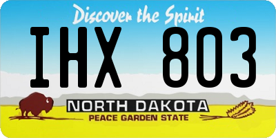ND license plate IHX803