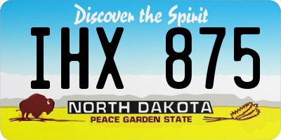 ND license plate IHX875
