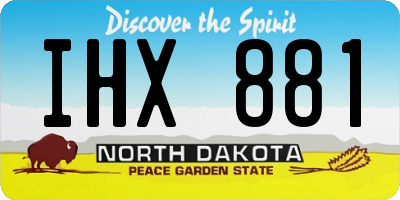 ND license plate IHX881