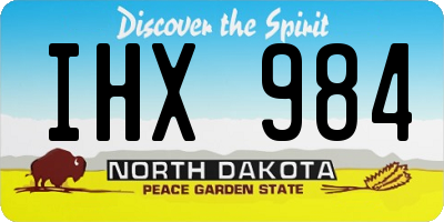 ND license plate IHX984