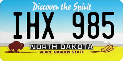 ND license plate IHX985