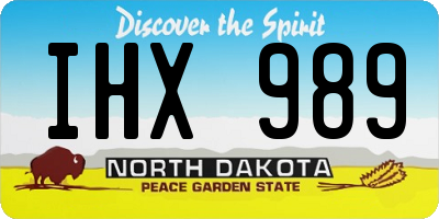 ND license plate IHX989