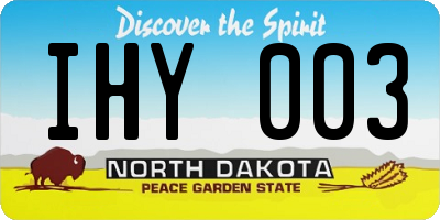 ND license plate IHY003