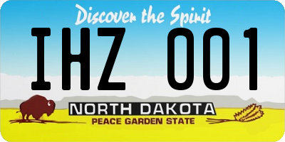 ND license plate IHZ001